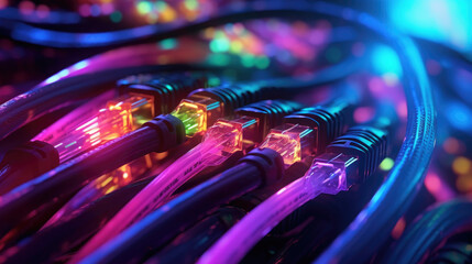 Fototapeta na wymiar Close-up photo of Data cable transfers background information