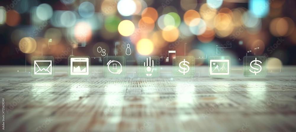 Aufkleber shining interactive holographic banking icons with copy space for text placement