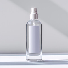 Blank white mockup of cosmetic spray on white background.