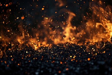 Fototapeta na wymiar Charcoal's fiery cascade