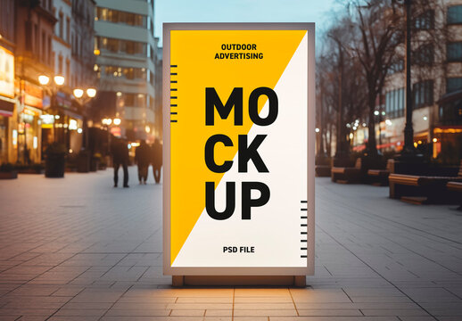 Outdoor digital advertising poster mockup , ai generated background image