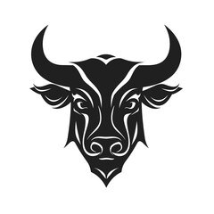 bull head isolated on white  vector isolated logo silhouette best for your t-shirt
