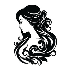 woman girl beauty with long hair vector isolated logo silhouette best for your t-shirt