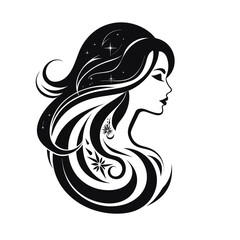 woman girl beauty with long hair vector isolated logo silhouette best for your t-shirt