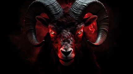 Bold and assertive aries  dynamic ram in action with dominant red color scheme symbolizing courage