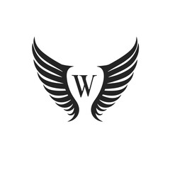 Obraz premium W letter with wings vector isolated logo silhouette best for your t-shirt