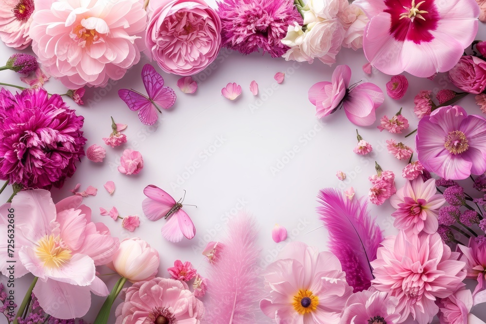 Poster a vibrant arrangement of flowers displayed on a table, adding a burst of colors to the room.