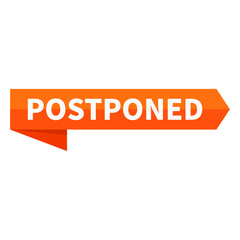 Postponed Text In Orange Ribbon Rectangle Shape For Information Announcement Business Marketing Social Media

