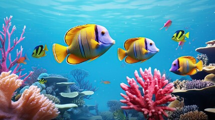 Naklejka premium view of the underwater world, clear sea