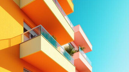 Sustainable People Centric Architecture in Modern Nordic City. Colorful Facade, Functional Design, Minimalism. New Apartment Buildings, Residential Housing. Happy Residents, Community, Smart Living.