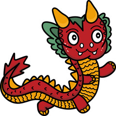 Chinese new year cute dragon cartoon character, PNG file no background