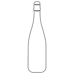 Continuous single line art drawing of wine bottle alcohol drink in doodle style outline vector illustration