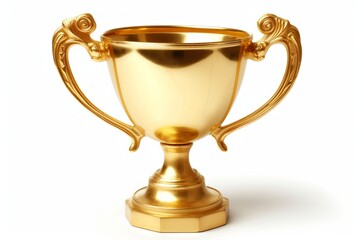 Fototapeta na wymiar Golden trophy cup isolated on white background for achievement concept and recognition awards