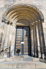 Southern entrance portal of Romanesque style Saint Lawrence Lund Cathedral, Sweden