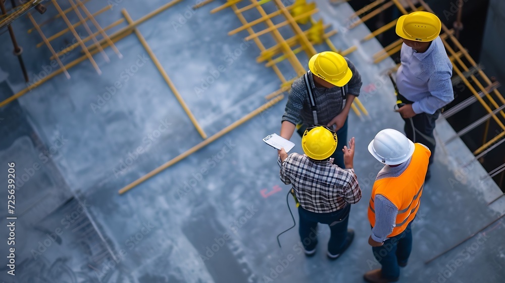 Poster generative ai : a team of construction engineers talks to managers