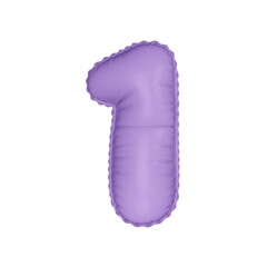 3D pastel lavender color helium balloon number 1