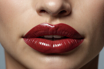 Obraz premium Bright lips with red lipstick: Be irresistible!