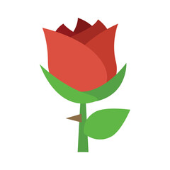 Rose vector icon. Isolated red color rose emoji design. Valentine&rsquo;s Day, Mother&rsquo;s Day, love and romantic sticker, symbol of socialism sign.