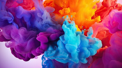 Color drops in water, abstract color mix, colored background, art, ink color mix paint falling on water