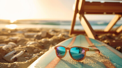 Sunglasses on the seashore.