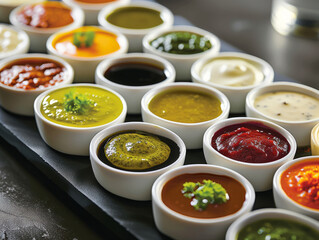 Assorted sauces close-up