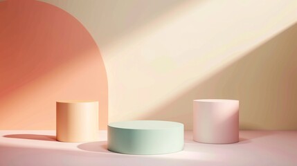 Display podium design for mock up and product presentation pastel color scene