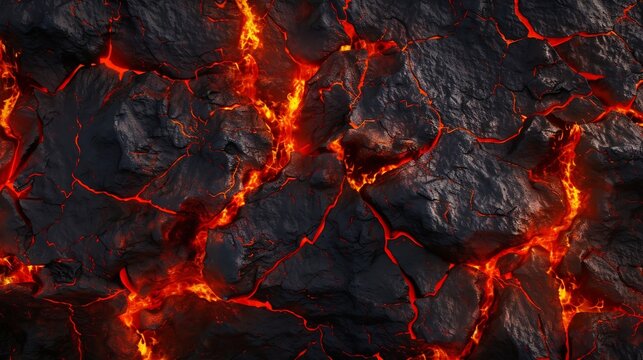 Generative AI : Lava texture fire background rock volcano magma