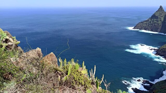 View of the  ocean coast and mountains in Anaga Rural Park, Tenerife, Canary Islands