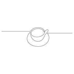 Coffee cup continuous one line art drawing of breakfast steam morning coffee design outline vector illustration
