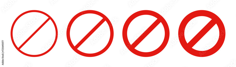 Wall mural prohibited circle sign. prohibition red icon. ban icon. red circle with cross line symbol. caution f