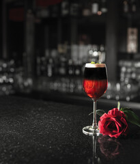 valentine cocktail on vintage Irish bar background