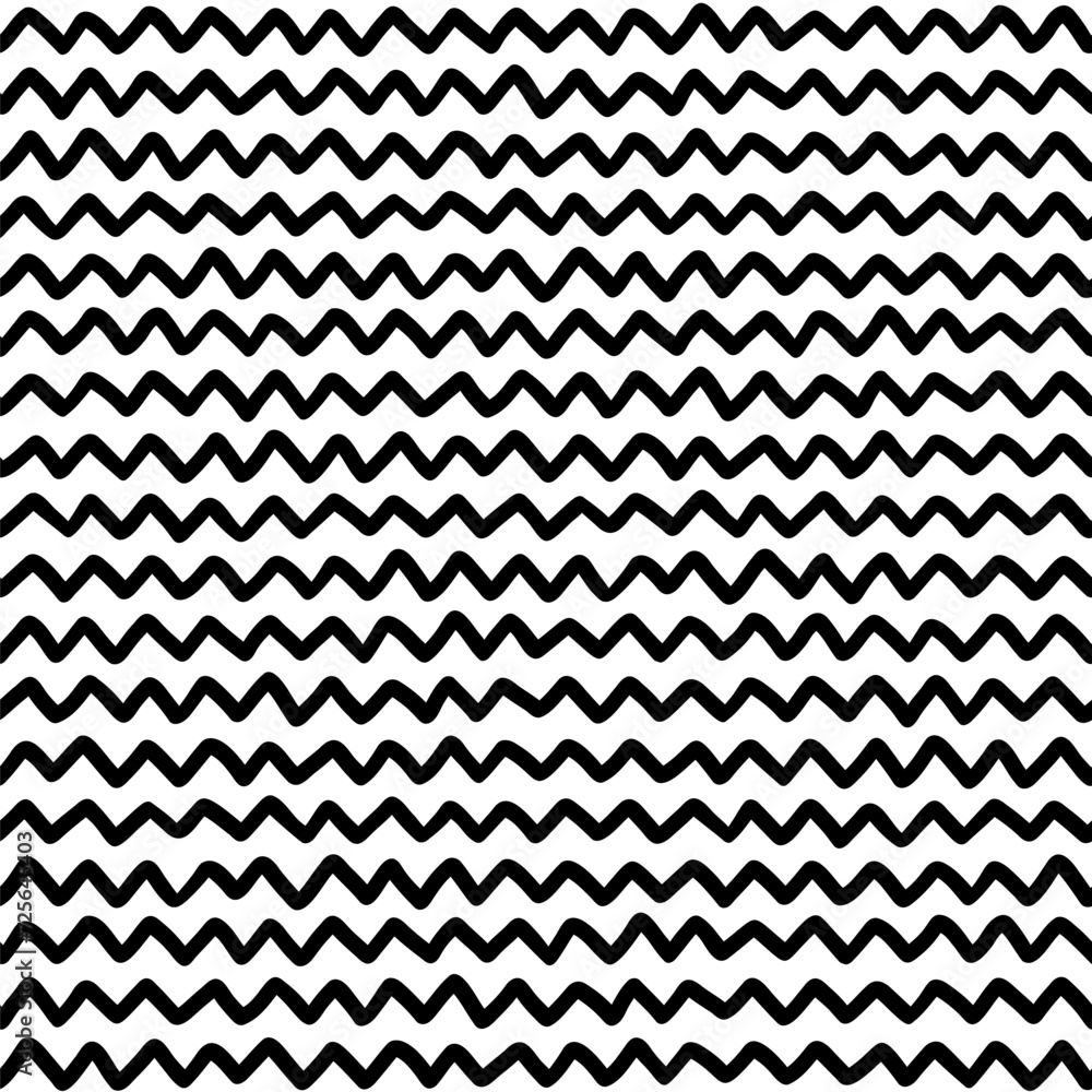 Poster doodle zig zag seamless pattern. abstract black horizontal hand drawn zigzag lines seamless pattern.