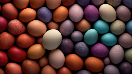 Chicken eggs on different color background