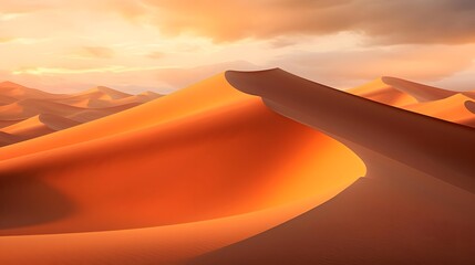 Sand dunes in the Sahara desert at sunset. 3d render - obrazy, fototapety, plakaty