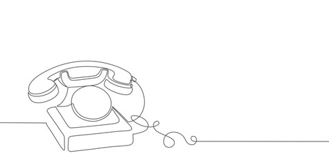 Retro telephone continous line art vector illustration