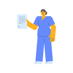 Nurse holding document and smiles