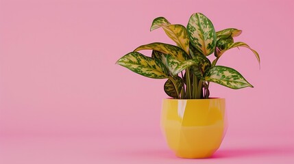 Generative AI : plant with pink background on the right with space for text