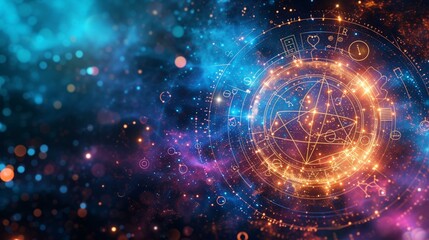 Converging lines and shapes representing the intricate connections between the zodiac signs, illustrating the complex web of astrological influences. ,[horoscope circle with the si