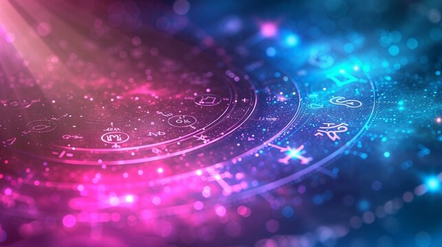 Radiant auras surrounding each zodiac sign, showcasing the unique energies and vibrations associated with each astrological personality. ,[horoscope circle with the signs of the zo