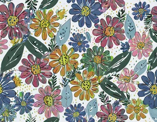 Fotobehang Seamless pattern with colorful pattern of abstract flowers © Robert