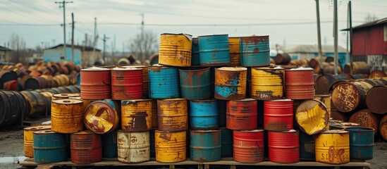 Oil barrels piled up
