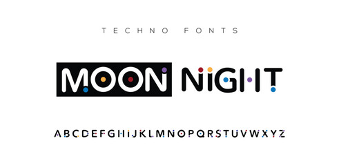Moon Night Modern abstract digital alphabet font. Minimal technology typography, Creative urban sport fashion futuristic font and with numbers. vector illustration - obrazy, fototapety, plakaty