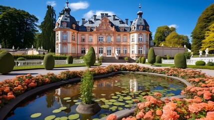 Schloss und Schlosspark, Woerlitz, Sachsen Anhalt, Deutschland - obrazy, fototapety, plakaty
