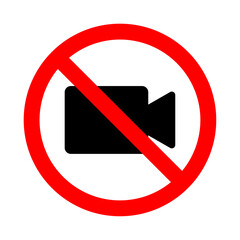 Recording prohibited icon vector image. No filming prohibit icon logo collection.