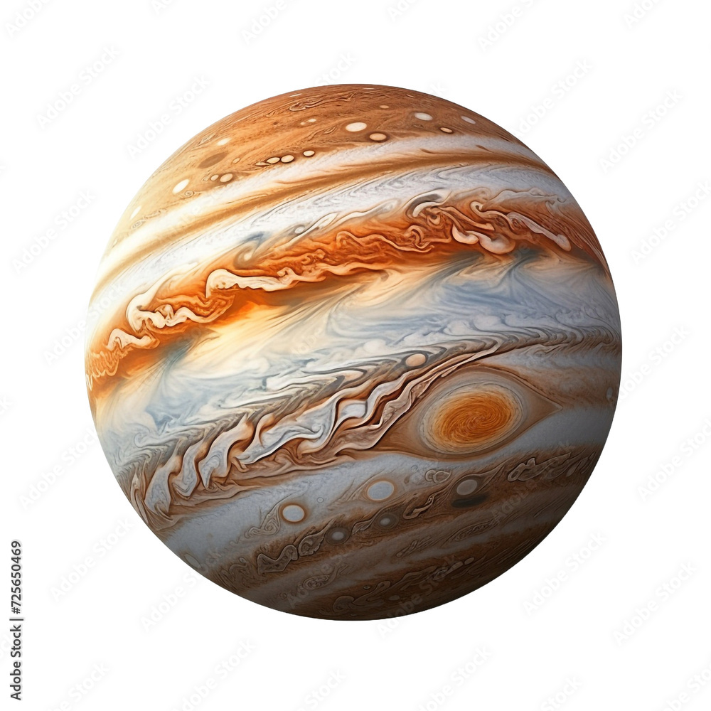 Poster Jupiter planet with rotating satellites isolated on transparent background