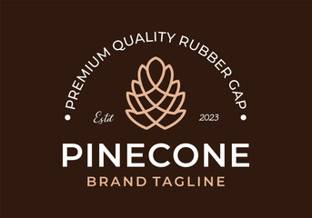 Pine cone line art vintage logo icon vector design template