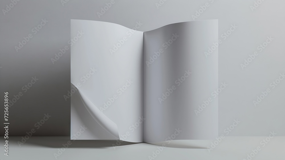 Poster Generative AI : Blank Brochure magazine isolated on grey to replace your design