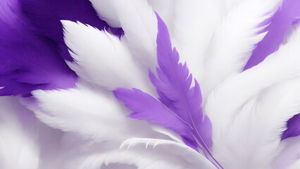 Stylish White and Purple Soft Feathers Background