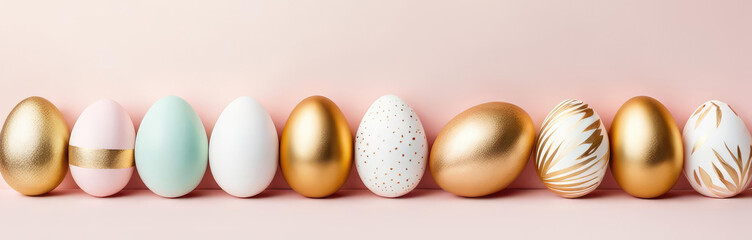 Beautiful easter eggs banner with copy space