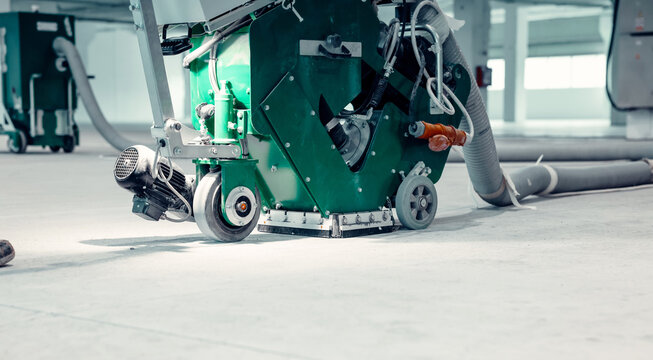 Close-up shot of a Shotblasting Machine. Preparation for re-texturing.